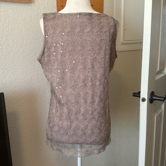 Christopher & Bank Sparkly, Lacy, Taupe Tank Top - Picture 4 of 8